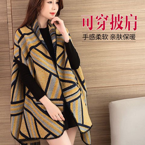 Áo Choàng Giả Len Cashmere Dày Dặn Giữ Ấm Tốt Thời Trang Xuân Thu Cho Nữ