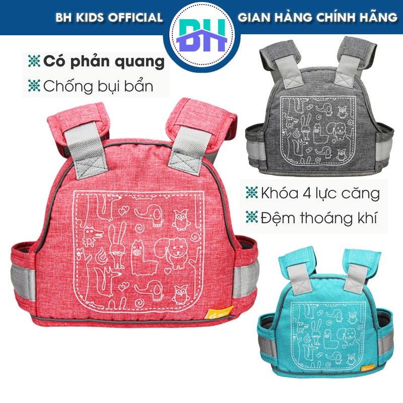 Đai đi xe máy an toàn cho bé (từ 1 đến 10 tuổi) BH Kids, chống bụi bẩn, thoáng khí, chắc chắn, phát sáng ban đêm-BHS66