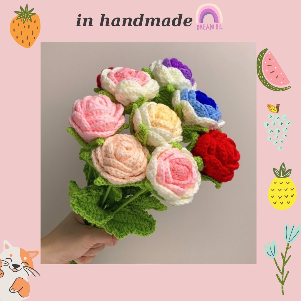 DIY Gói Nguyên Liệu Móc Cành Hoa Hồng 🌹 🌺 🌸- Quà Tặng Handmade Tự Làm Ý Nghĩa [Có hướng dẫn]
