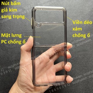 Ốp lưng Samsung Galaxy ZFlip 3 (Z Flip 3) viền dẻo màu tối và lưng pc cứng chống ố đục