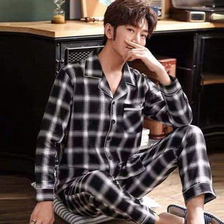 Bộ đồ ngủ pajamas tay dài họa tiết thời trang dành cho nam