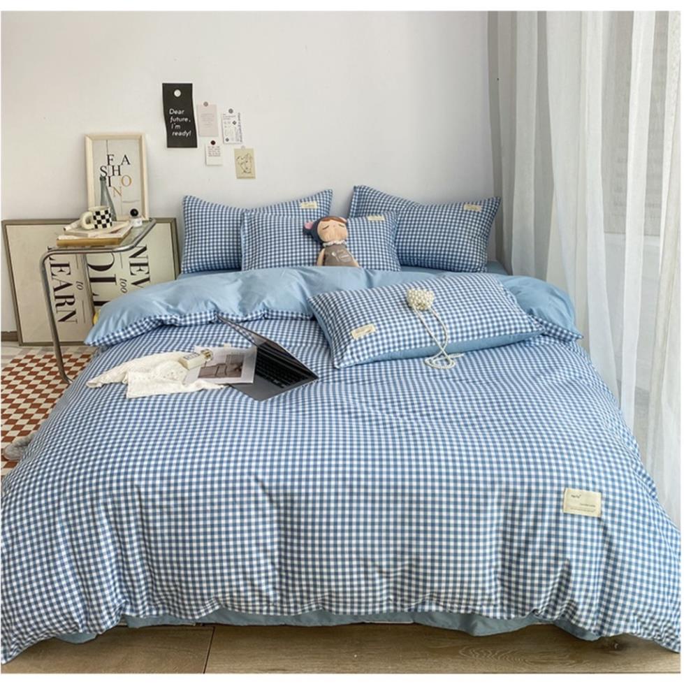 Bộ chăn ga giường cotton tici kẻ LIDACO cotton đũi kẻ dày decor phòng ngủ vintage đủ mọi cỡ nệm