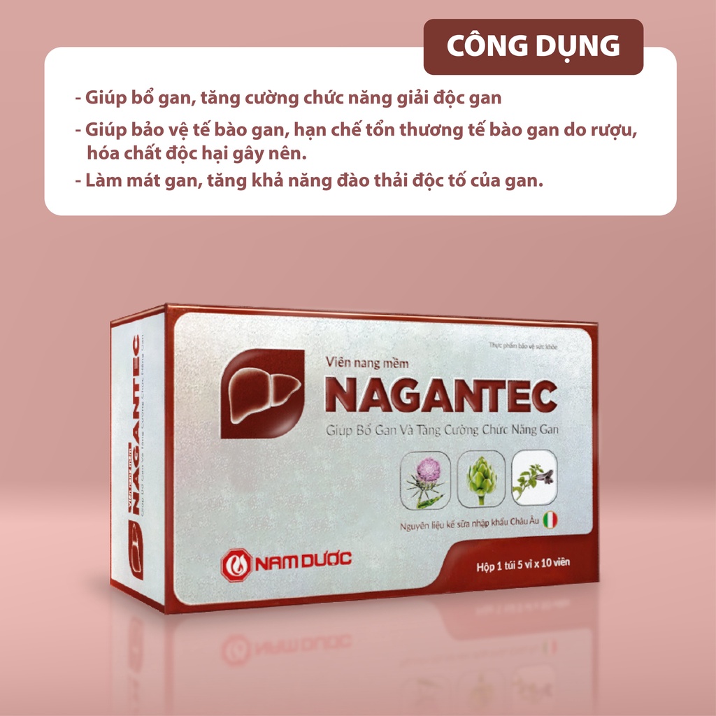 Viên nang mềm Nagantec Nam Dược giúp bổ gan và tăng cường chức năng gan hộp 50 viên