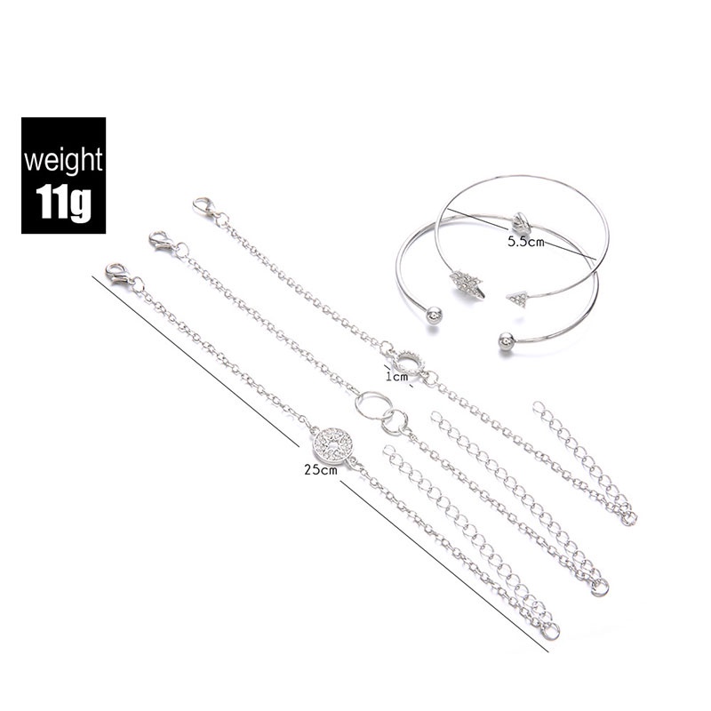 Set 5 Vòng Tay Hợp Kim Nhiều Lớp Thời Trang Cho Nữ