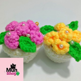 CHẬU HOA LEN MINI HANDMADE 6 HOA NHỎ
