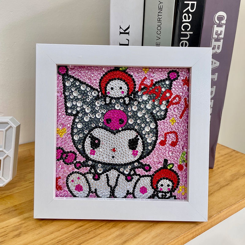 Tranh Đính Đá Kèm Khung 20x20 Hình Sanrio Dễ Thương bao gồm bộ dụng cụ sticker đồ thủ công cho đính đá hot tiktok
