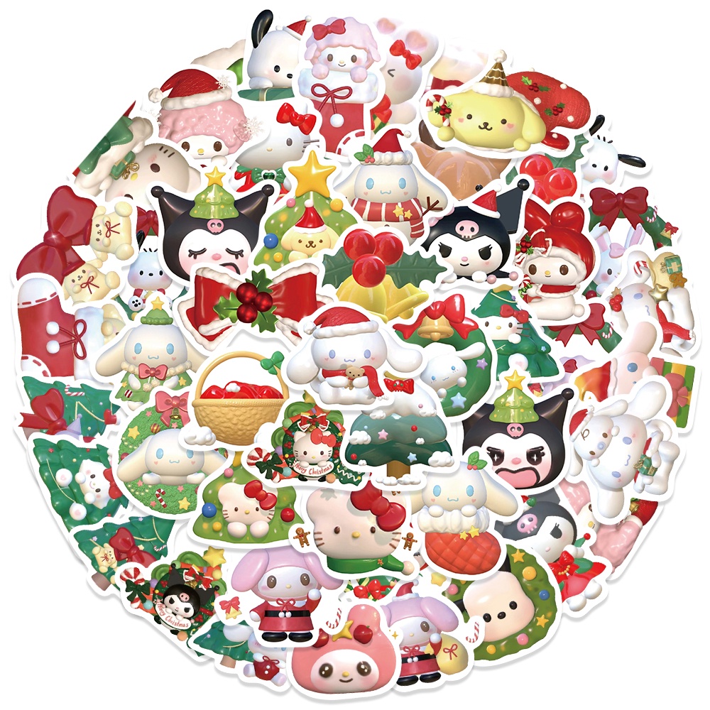 SANRIO Bộ 62 Miếng Dán PVC Hình Kuromi My Melody Hello Kitty Cinnamoroll Đáng Yêu Cho Bé