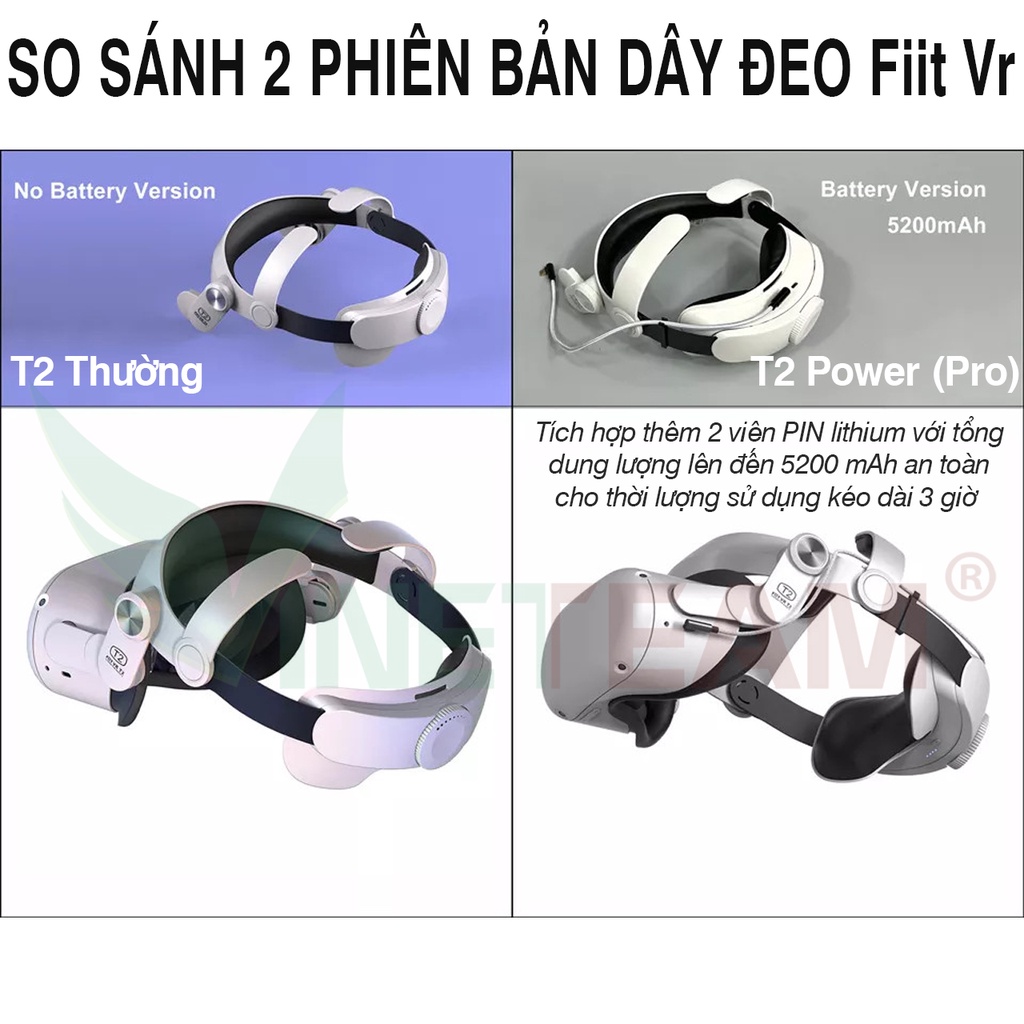 Dây Đeo Thay Thế T2 Power Cho Oculus Quest 2 Có Thể Điều Chỉnh Dung Lượng Pin 5000mAh -dc4911