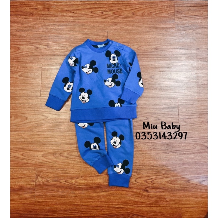 Set bộ Mickey xanh biển da cá bé trai