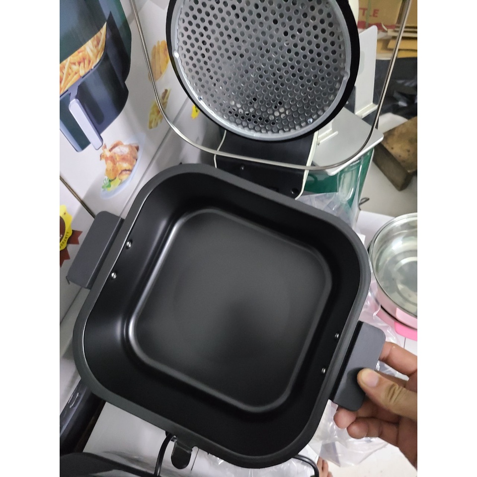 Nồi chiên không dầu CAMEL 12L có nắp kính sẵn 2 màu Ghi và Trắng sản phẩm được BH 12 tháng