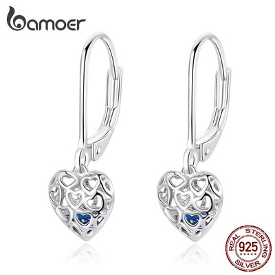 Bamoer Bông Tai bạc 925 Hình Trái Tim