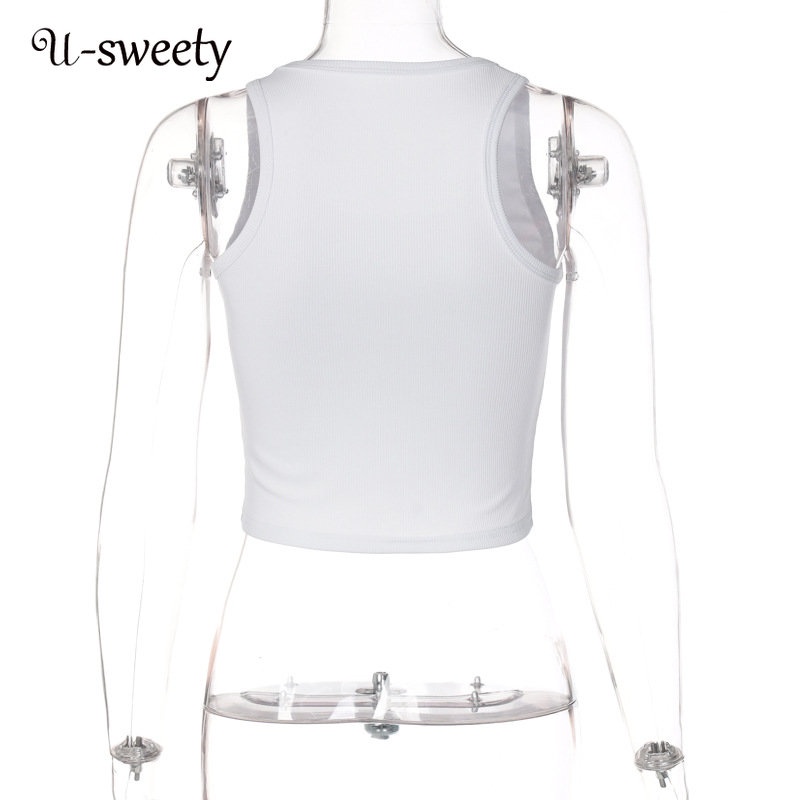 Áo Tank Top Sát Nách Cổ Chữ U In Chữ Quyến Rũ Thời Trang Cho Nữ