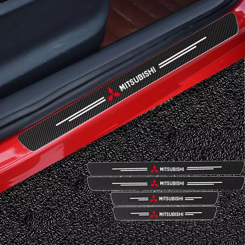 Bộ Nẹp Dán Bậc Cửa, Cốp Vân Carbon Xe MITSUBISHI Bảo Vệ Chống Trầy Xước