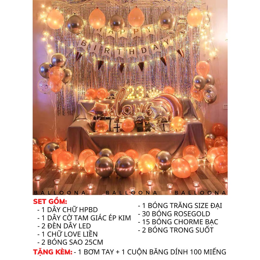 Sét bóng trang trí sinh nhật giá rẻ cho bé trai,bé gái,người lớn