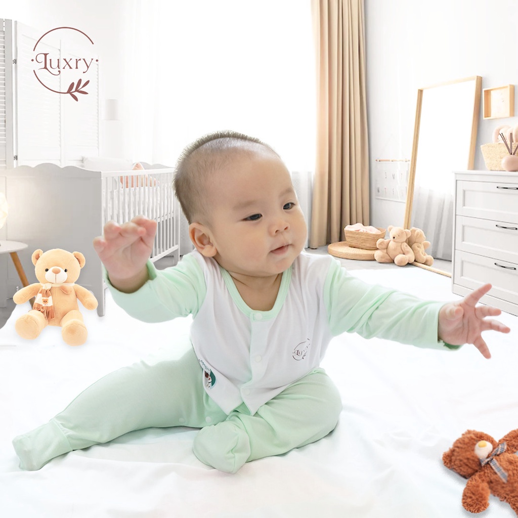 Body liền thân chất liệu vải sợi tre nhà Luxry cho bé từ sơ sinh đến 12 tháng