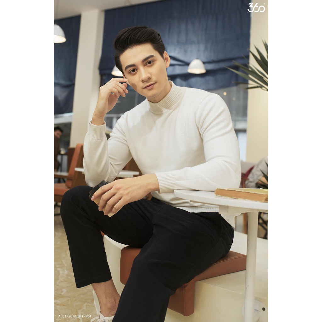 Áo len nam cổ 3 phân thương hiệu 360 Boutique trơn màu dễ phối đồ chất liệu dày dặn- ALEOL341