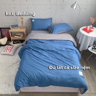 Bộ chăn ga gối REE Bedding CTC113 Cotton TC XD đậm phối ghi đủ size giường nệm