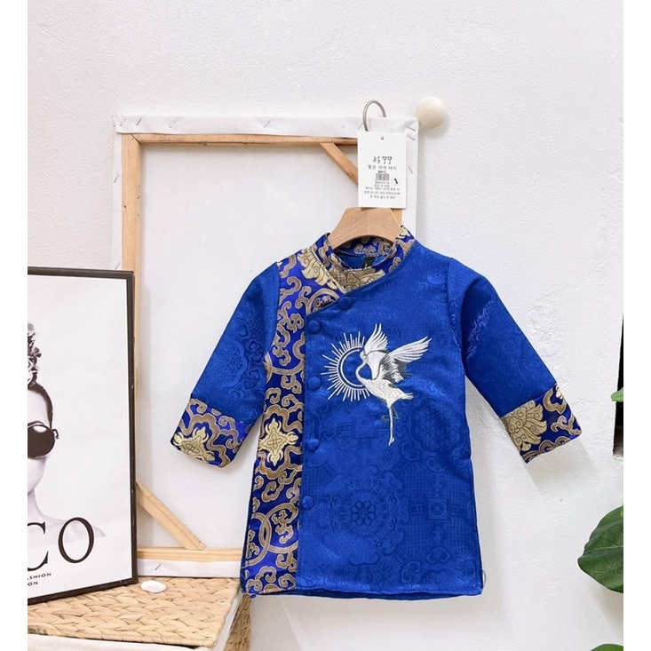 Áo dài cách tân gấm cho bé trai 9-35kg