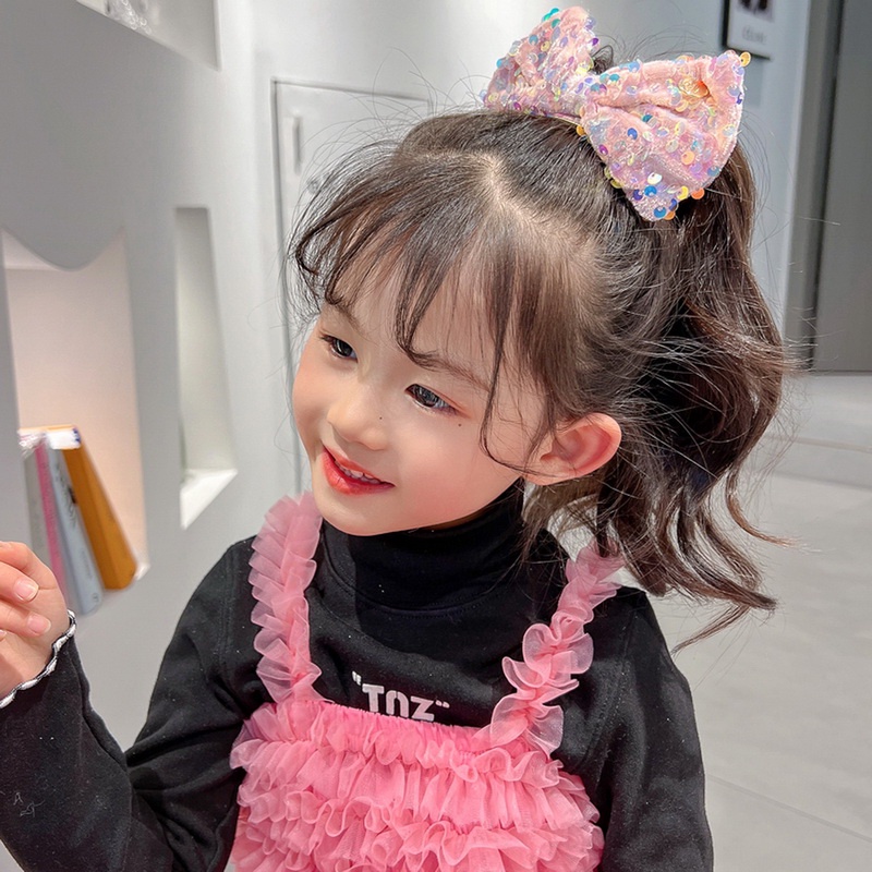 Kẹp Tóc Nơ Đính Kim Sa Lấp Lánh Thời Trang Cho Bé Gái timetunnel