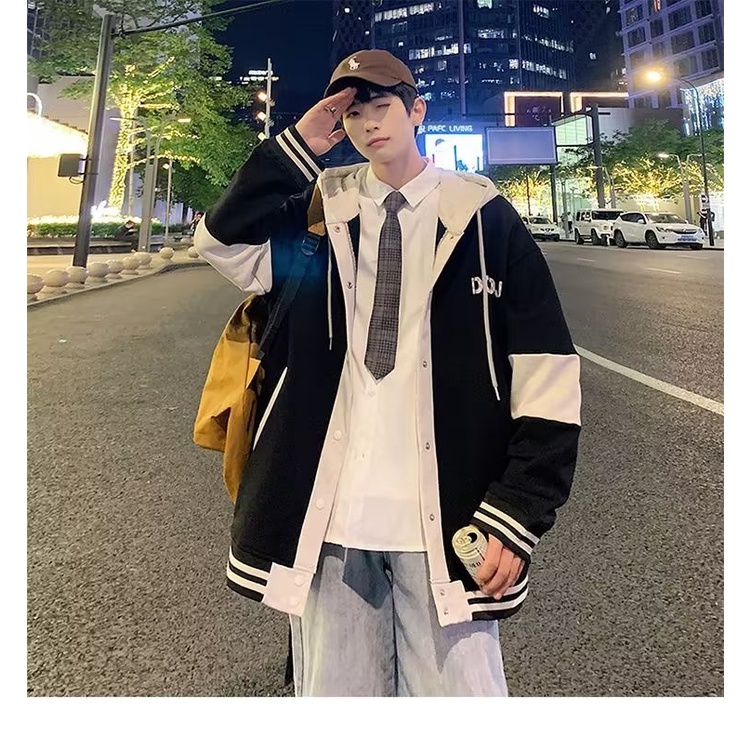 Áo Khoác Tay Dài Có Nón In Họa Tiết Thời Trang Hàn Quốc Cho Nam