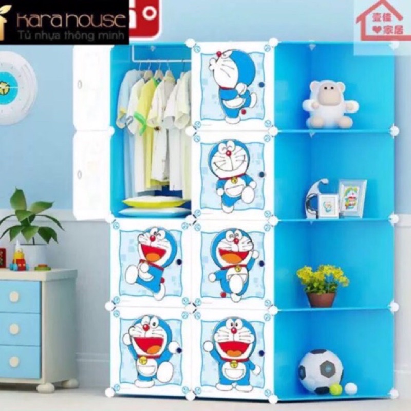 (TẶNG 1 MÓC CÀI SƯỜN TỦ 20K) Tủ nhựa quần áo 12 ô( 8 ô to + 4 kệ góc để đồ Size sâu 47cm. Tặng kèm 1 treo đồ.