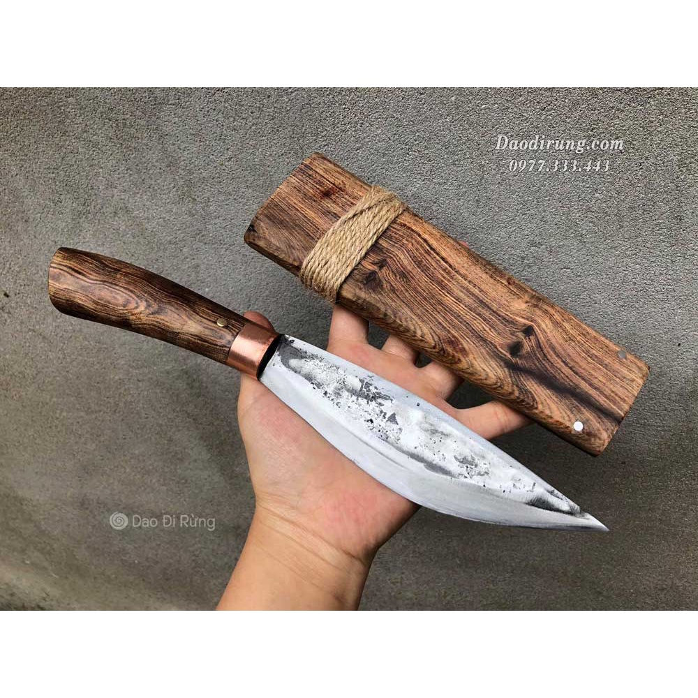 Dao mèo mini đi rùng lưỡi 15cm cán cẩm chỉ kèm vỏ cao cấp