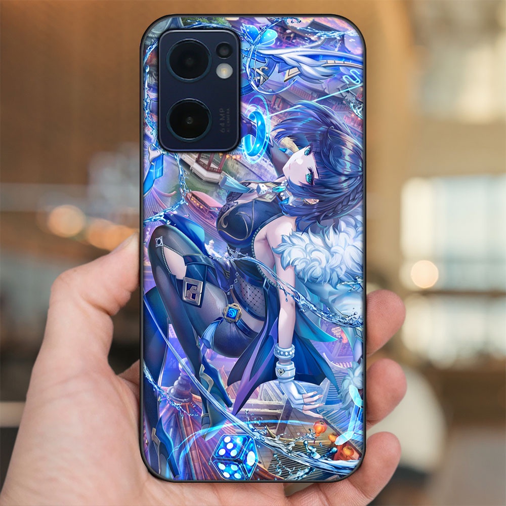 Ốp lưng Oppo Reno 7 5G viền đen in hình Yelan Genshin Impact