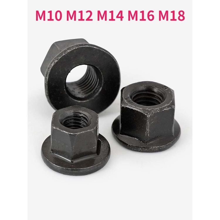 Đai Ốc Lục Giác Bằng Thép Carbon M10 M12 M14 M16 M18 Màu Đen Kèm Đai Ốc Tiện Dụng