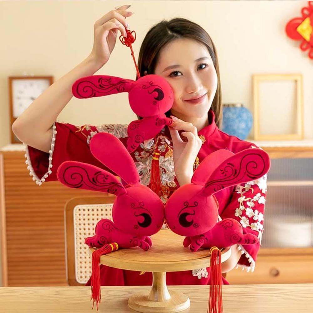 IVORY Thỏ Nhồi Bông Chất Liệu Cotton Phong Cách Trung Hoa Dễ Thương Dùng Để Trang Trí Nhà Dịp Năm Mới