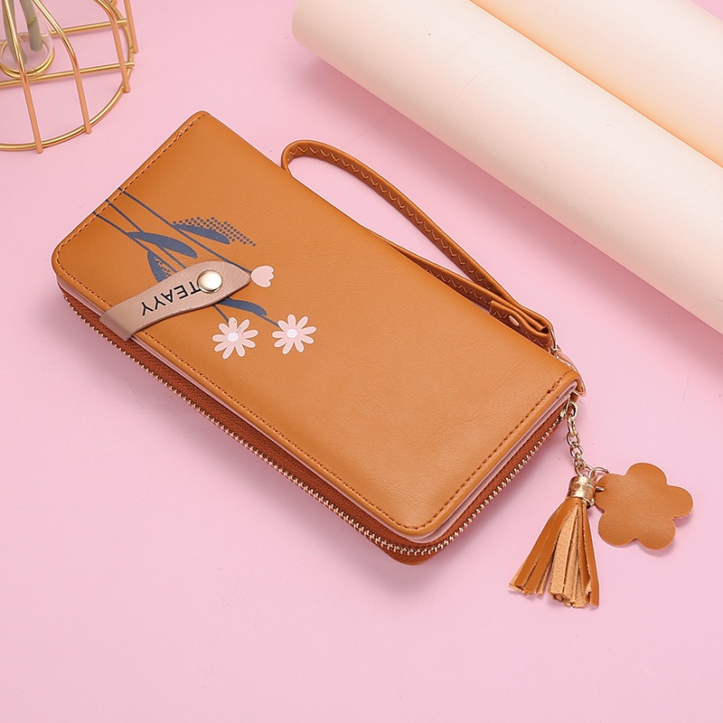 IELGY Ví Dài Sức Chứa Lớn Có Khóa Kéo In Họa Tiết Thời Trang Cho Nữ