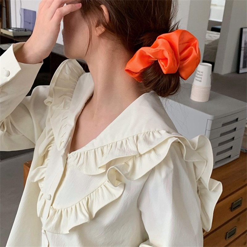 Dây Buộc Tóc Vải Satin Màu Sắc Tươi Sáng Phong Cách Pháp