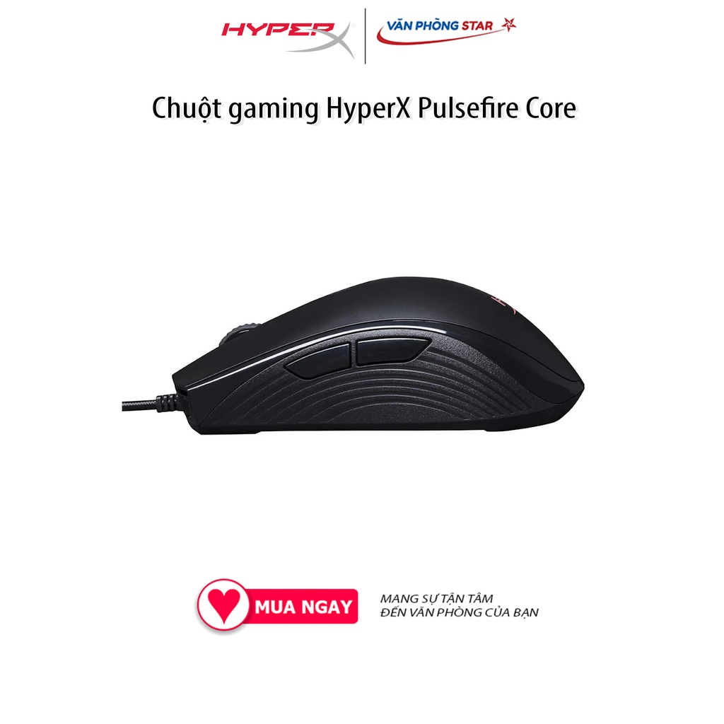 Chuột gaming HyperX Pulsefire Core, kết nối USB 2.0, độ phân giải (CPI/DPI) 6200DPI, Dạng cảm biến Optical