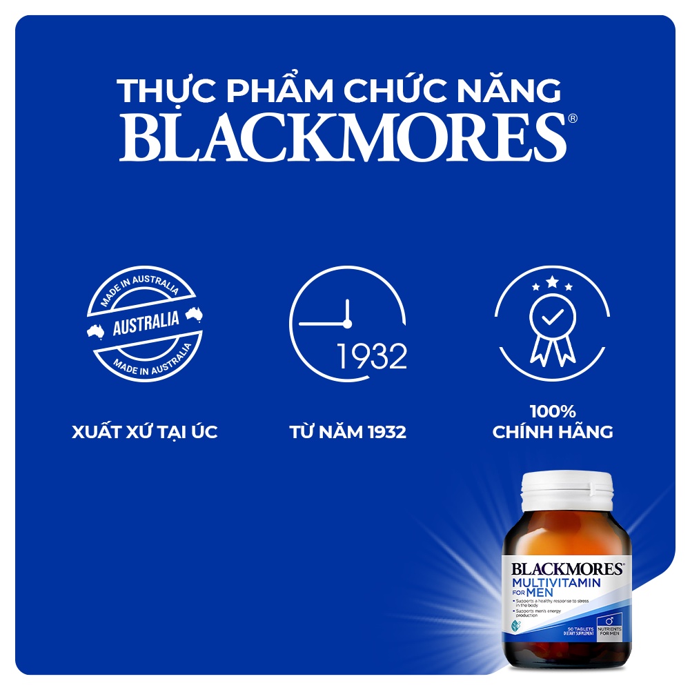 Combo Tinh Dầu Hoa Anh Thảo Blackmores Evening Primrose Oil 190v & Vitamin Tổng hợp Blackmores Multivitamin For Men 50v