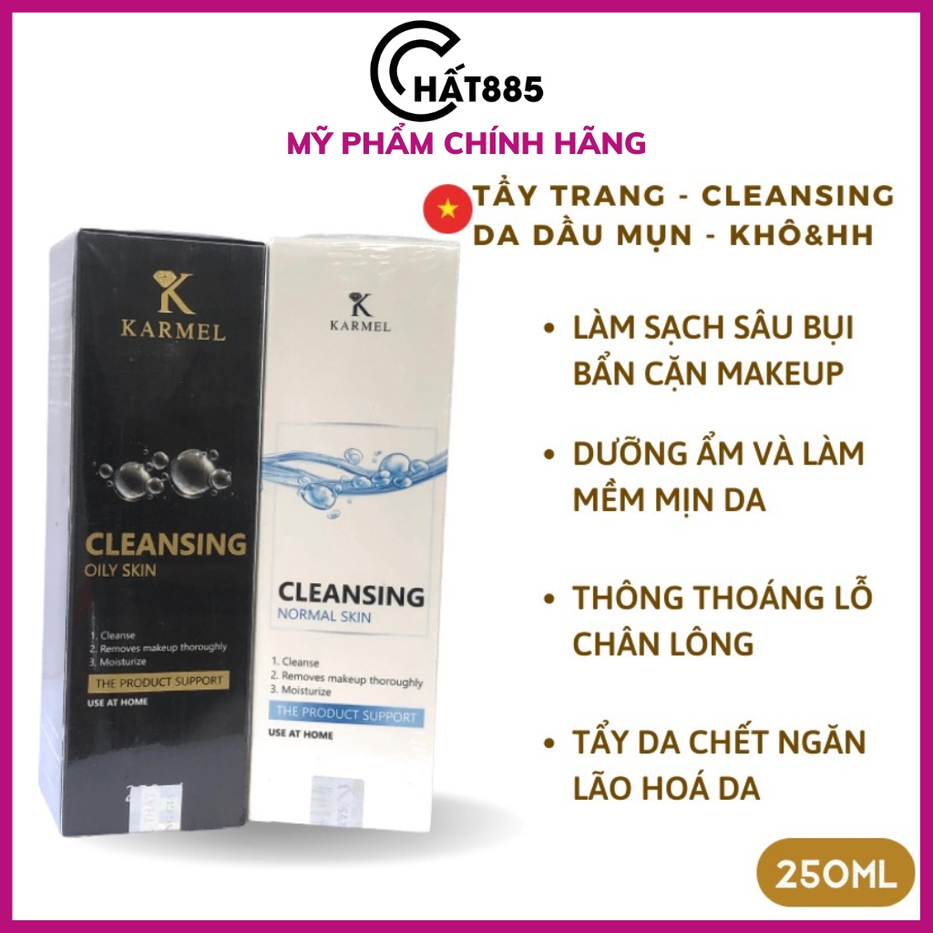 Nước Tẩy Trang KARMEL Cleasing làm sạch sâu, thu nhỏ lỗ chân lông dành cho da dầu,da khô,da hỗn hợp