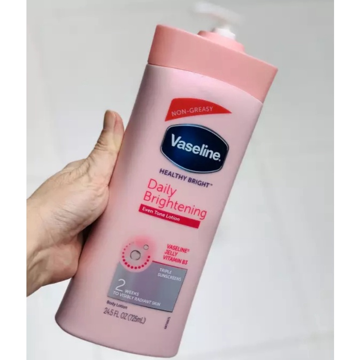 Sữa dưỡng thể Trắng Da Vaseline Healthy Bright Dally 725ml mẫu mới hàng Mỹ dưỡng ẩm sâu, thấm nhanh