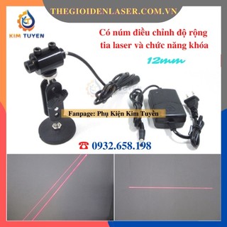 Đèn laser phi 12mm 1 đường thẳng cho ngành may mặc ánh sáng đỏ 5mW 1.5 mét có điều chỉnh tiêu cự, chân đế nam châm