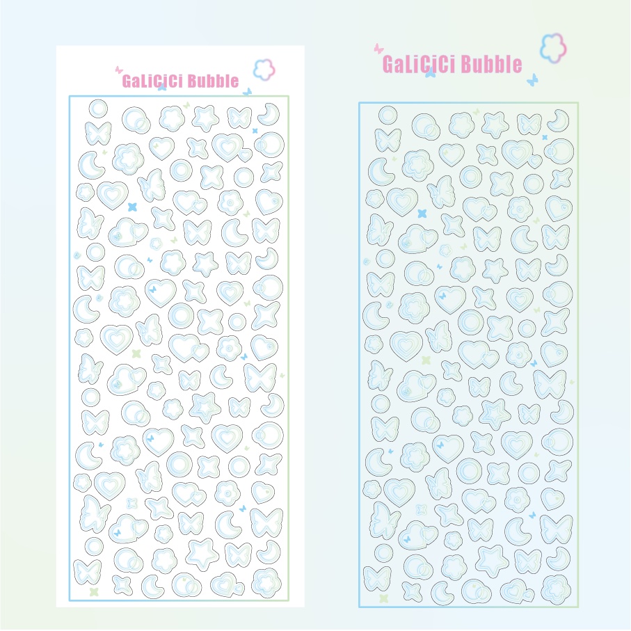 Galici Nhãn Dán Goo Trong Suốt Hình Bướm Bong Bóng Giấc Mơ Chính Hãng DIY