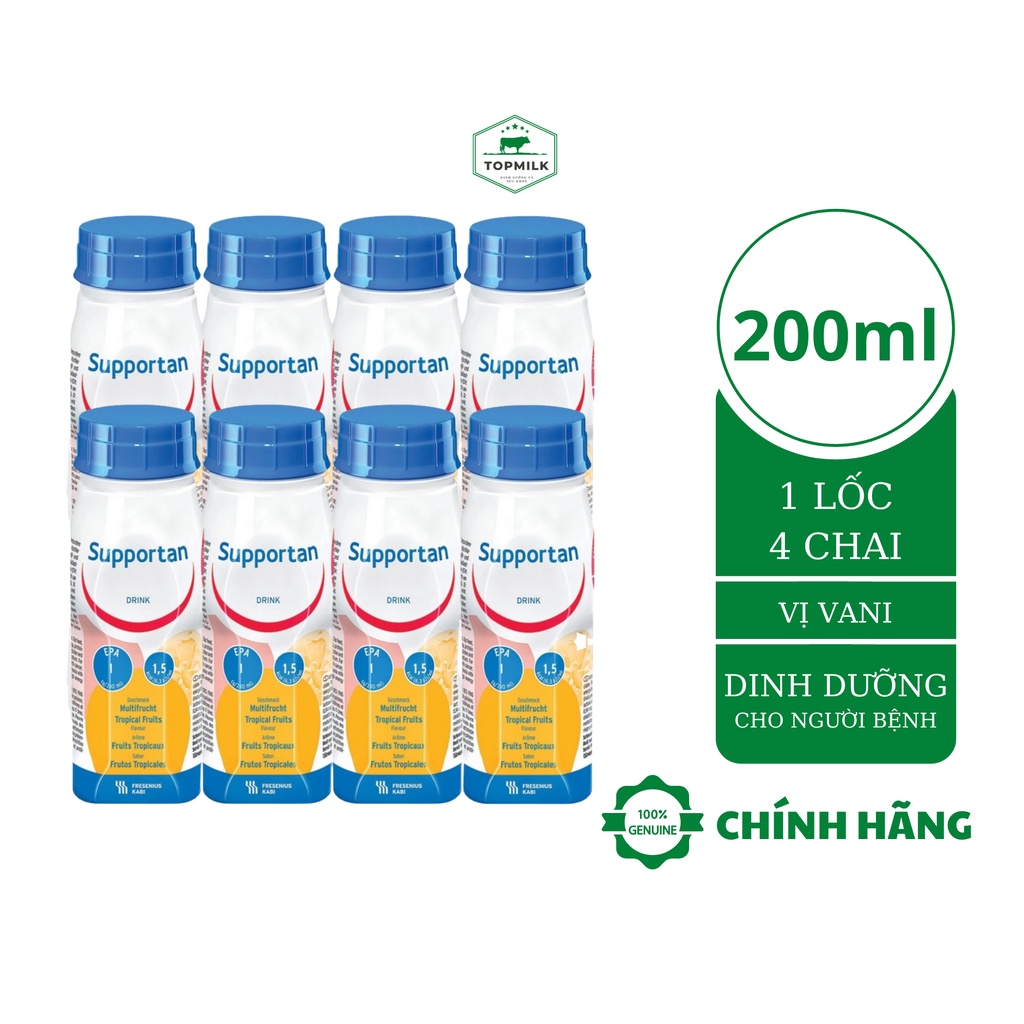 Sữa Supportan drink cho bệnh nhân ung thư, sau phẫu thuật (200ml x 4 chai)