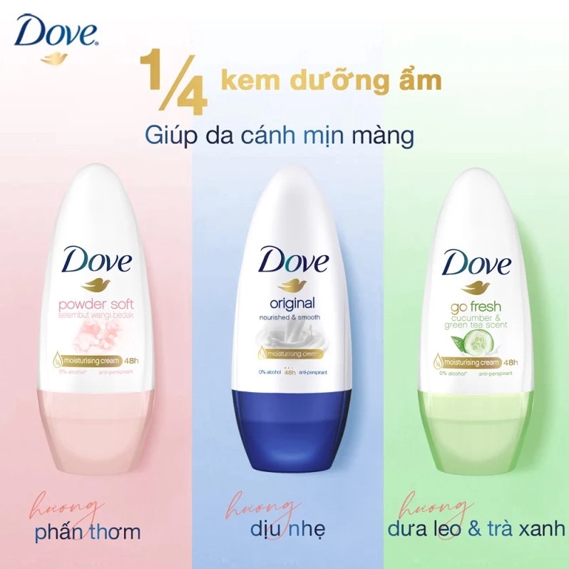 Lăn Khử Mùi Tinh Chất Serum Dưỡng Ẩm, Sáng Da, Mờ Thâm Vùng Da Dưới Cánh Tay Dove NIA .
