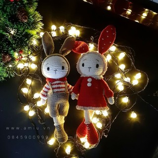 Gấu bông len handmade Amigurumi cao cấp Amiu - Thỏ búp bê quà tặng giáng sinh - quà tặng bé gái