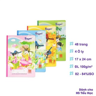 Vở 4 ô ly 48 trang hồng hà school trạng nguyên 0555