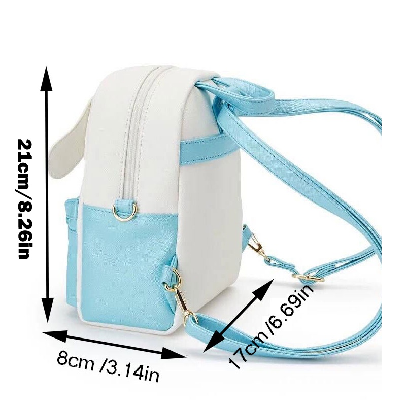 Ba Lô Mini Da PU In Họa Tiết Hello Kitty/Mu Melody Pompompurin Kuromi Sanrio 2 Chiều Cho Nữ