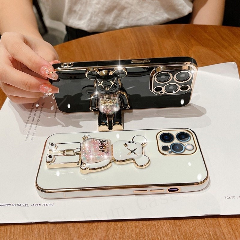 Ốp Điện Thoại Màu Kẹo Ngọt Có Giá Đỡ Hình Gấu Cho OPPO A52 A92 A3s A12E A7 A5s A12 A53 A31 A33 F9 F11 A5 A9 2020