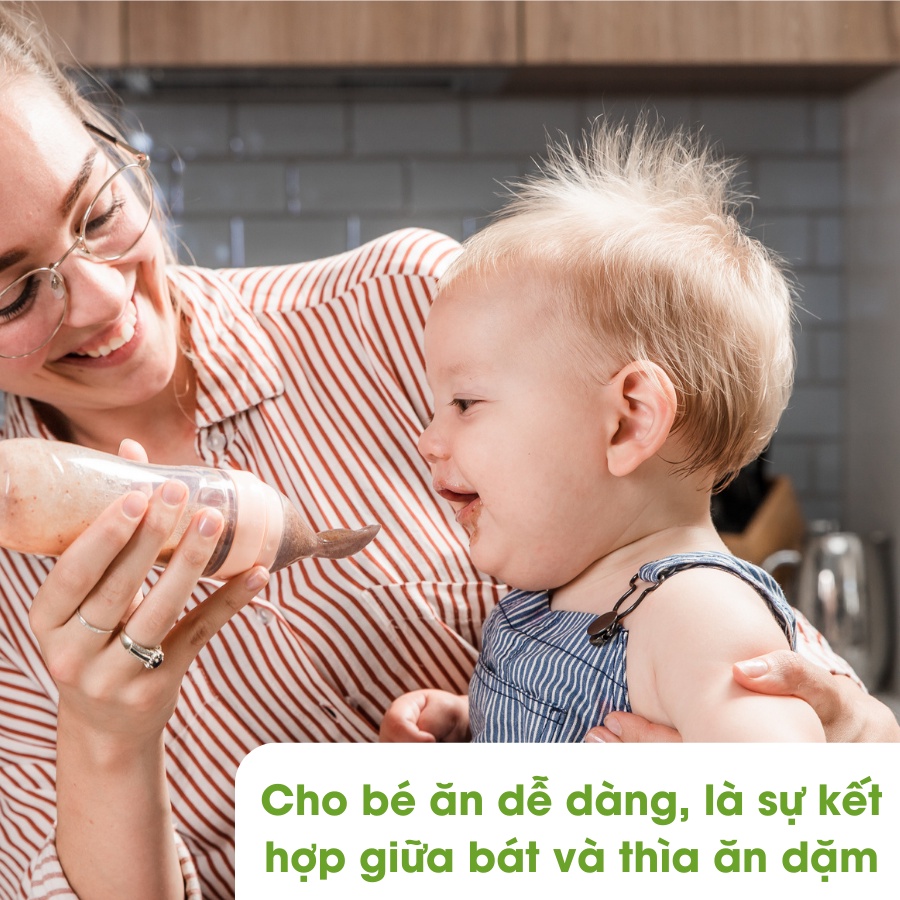 Bình Thìa Ăn Dặm Bón Sữa Cho Bé Haakaa. Dung tích 120ml. Chất Liệu Silicone Cao Cấp, Chứng Nhận An Toàn FDA