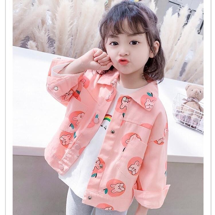 Áo Khoác Denim Dáng Rộng In Hoạt Hình Kiểu Hàn Quốc Thời Trang Xuân Thu 2022 Cho Bạn Gái