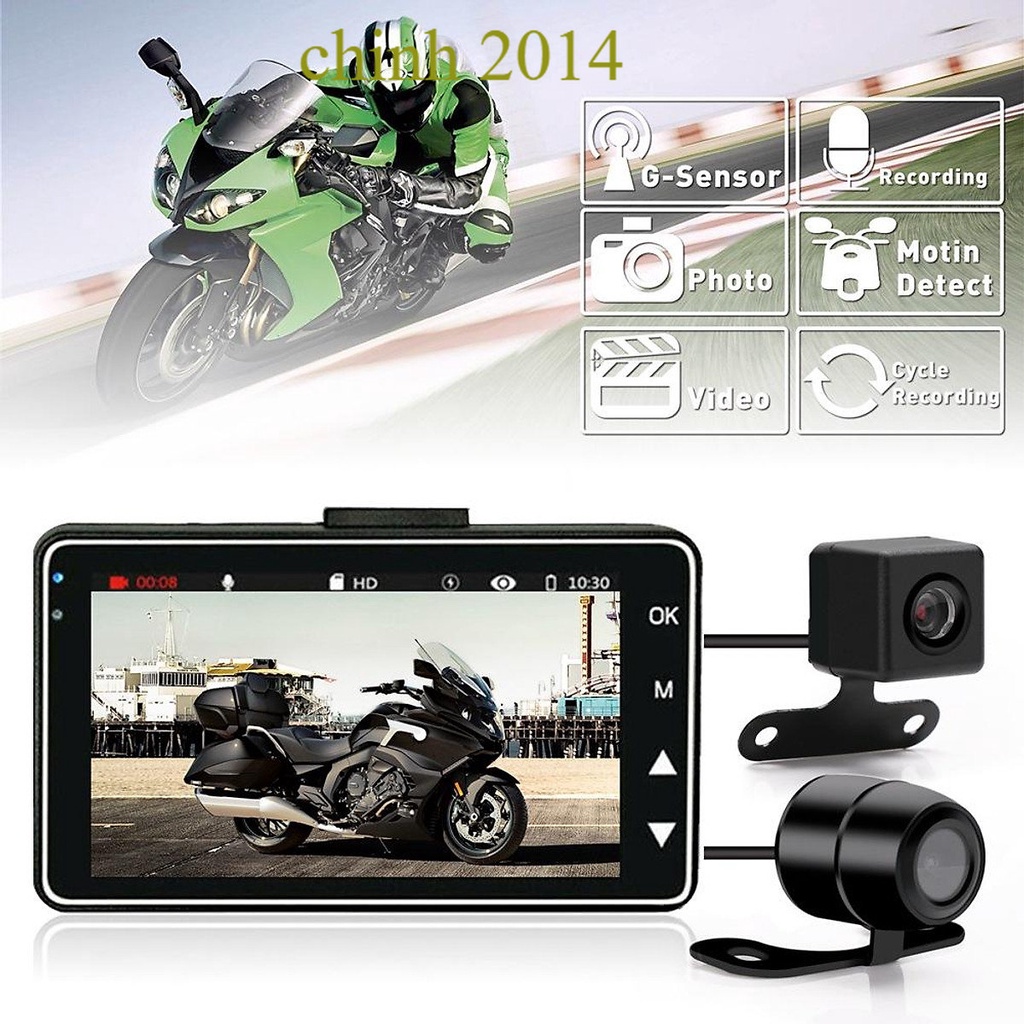 Camera hành trình xe máy có màn hình rời 3inch DVR 1080P HD (2 camera trước và sau xe) lyducchinh201