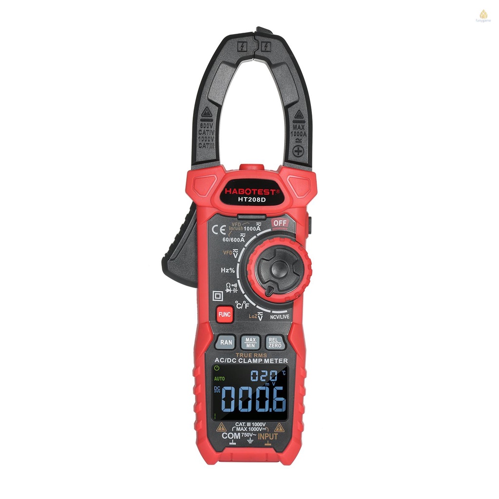 Đồng Hồ Vạn Năng Kỹ Thuật Số Dạng Kẹp HABOTEST AC / DC RMS Kẹp Thử Điện Trở Kèm Kẹp Thử Điện Trở Hiệu NCV