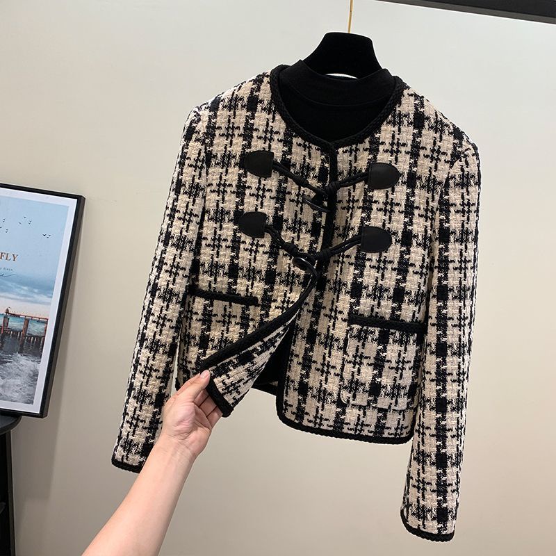 Áo dạ tweed nữ áo dạ tweed Áo Khoác Len Lông Cừu Dày Ngắn Phong Cách Xiaoxiang Thời Trang Thu Đông Hàng Mới 2022