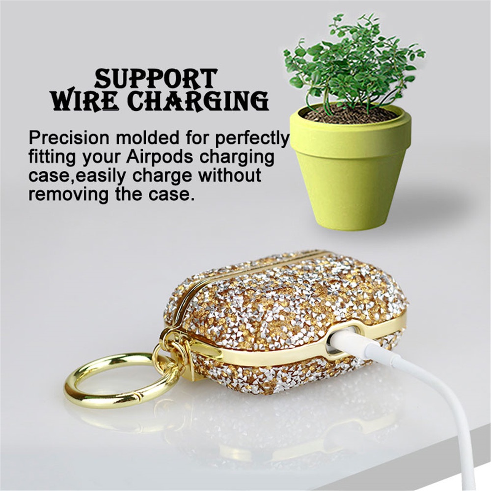 Vỏ Bảo Vệ Hộp Sạc Tai Nghe AirPods 1 2 3 Pro 2nd 3rd Bằng TPU Mềm Chống Sốc Họa Tiết Kim Cương Thời Trang