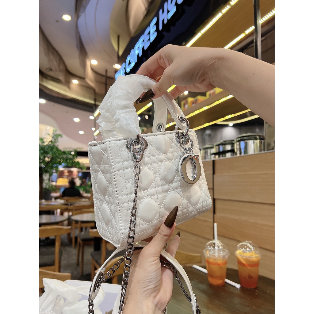 Túi Di or lady 3 ô da bóng bản đẹp size 18 fullbox đi chơi, đi tiệc sang chảnh